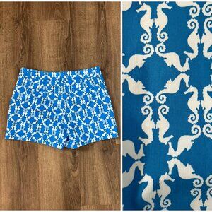 Crown & Ivy Caroline Blue Seahorse Shorts Sz 8
